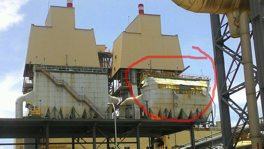 Sự cố tại thiết bị lọc túi vải lò vôi số 1 đã gây tăng áp suất và phát nổ.