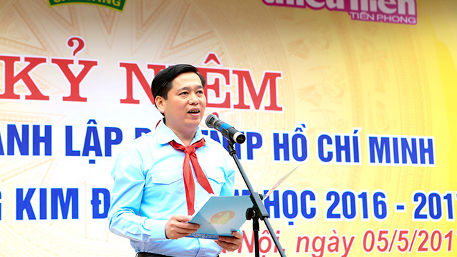 Bí thư T.Ư Đoàn, Chủ tịch Hội đồng Đội T.Ư Nguyễn Long Hải phát biểu tại Lễ kỷ niệm