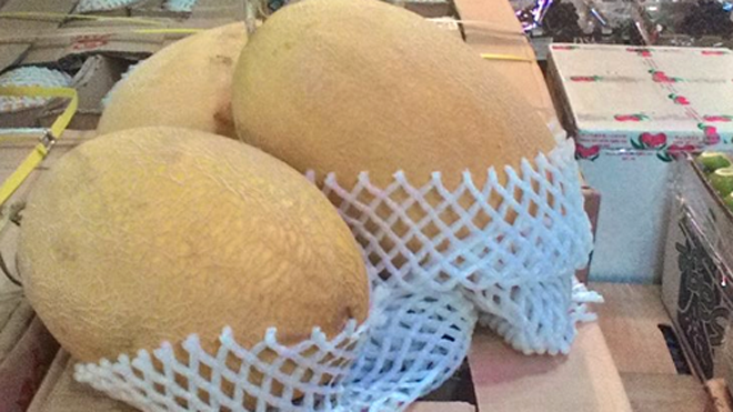 Dưa lưới Trung Quốc được đóng trong thùng xốp nhập vào Việt Nam. Ảnh: CL.