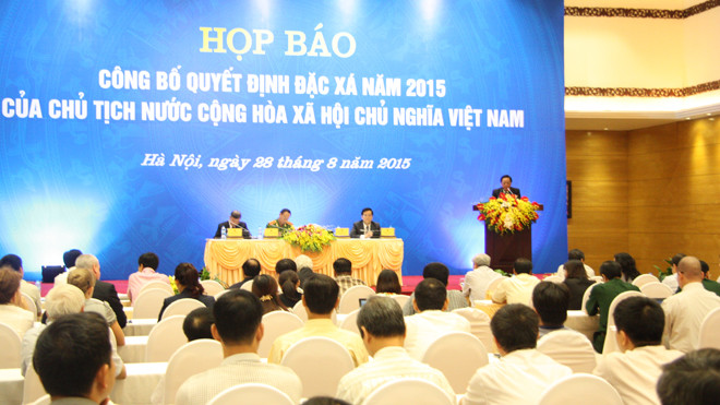 Họp báo công bố quyết định đặc xá năm 2015. Ảnh: DN