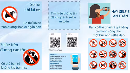 Cảnh báo của Bộ nội vụ Nga về những điểm không nên chụp hình selfie.