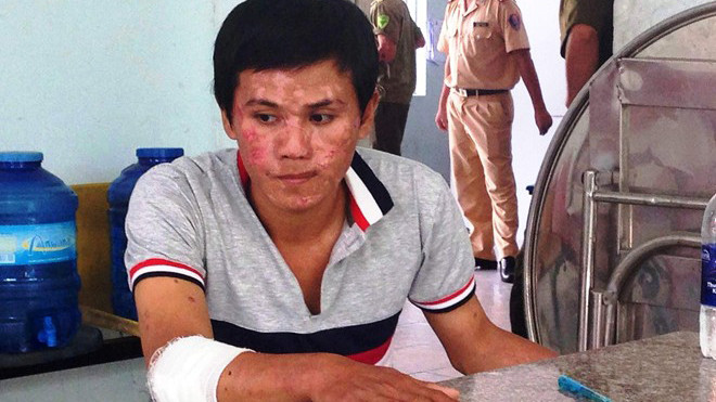 Nguyễn Ngọc Tuyền tại cơ quan công an. Ảnh: T.N.