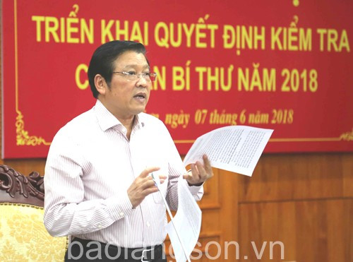 Hội nghị triển khai quyết định kiểm tra của Ban Bí thư năm 2018 tại Lạng Sơn.