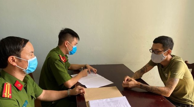 Đối tượng Trương Văn Hải tại cơ quan công an