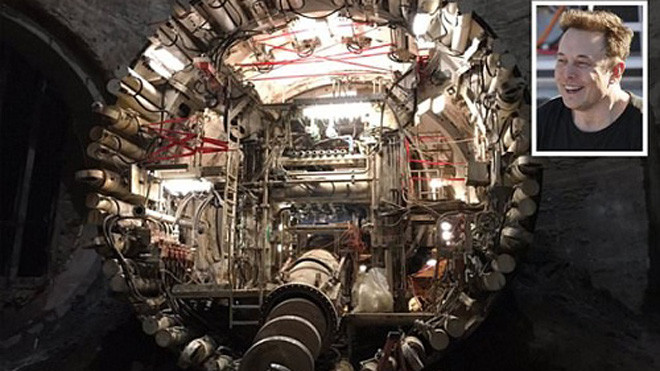 Hình ảnh máy khoan đường hầm khổng lồ (TBM) do tỷ phú Elon Musk chia sẻ trên mạng Twitter. Ảnh: Twitter.