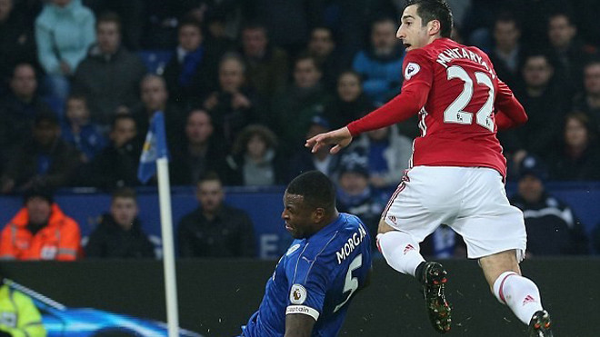 Mkhitaryan là cầu thủ hay nhất trận MU thắng Leicester 3-0 ở vòng 24 Premier League (5/2). 