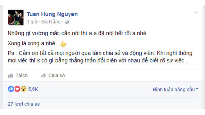  Tuấn Hưng tiết lộ đã gặp Duy Mạnh và giải quyết xong ân oán