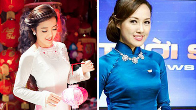 Đỗ Thu Huyền (trái) có nhiều nét khá giống gương mặt của MC Hoài Anh. 