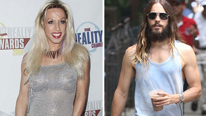 Nữ diễn viên chuyển giới Alexis Arquette (trái) bất ngờ tiết lộ cô từng cặp kè với nam diễn viên điển trai Jared Leto (phải) từ 13 năm trước, trước khi tiến hành chuyển giới. 