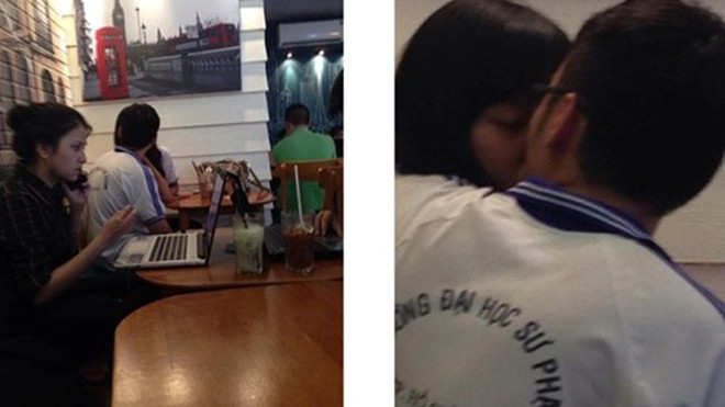 Hôn nhau ở quán cafe “ăn” gạch đá dân mạng