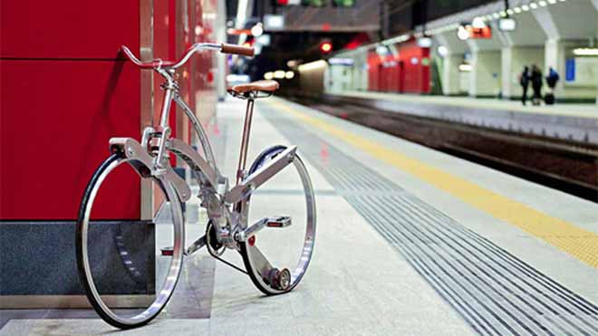 Xe đạp gọn bằng chiếc ô