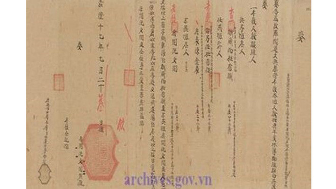 Châu bản triều Nguyễn. (Nguồn: Cục Văn thư và Lưu trữ Nhà nước)