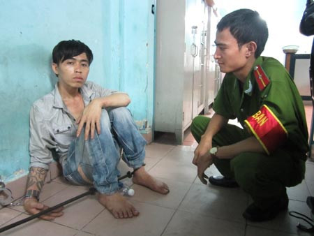 Ngô Quốc Huy tại cơ quan Công an.