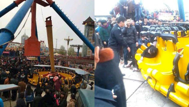 Hãi hùng đu quay văng khỏi trục, 19 người bị thương