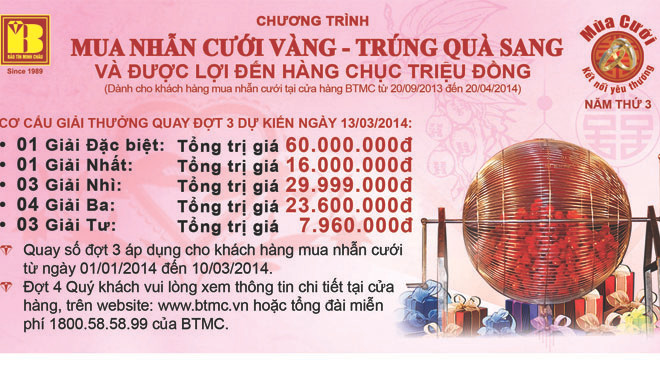 'Mua nhẫn cưới vàng - Trúng quà sang'