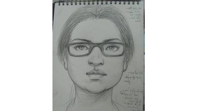 Hình ảnh nghi can bắt cóc trẻ sơ sinh tại Bệnh viện quận 7 được họa sĩ phác họa
