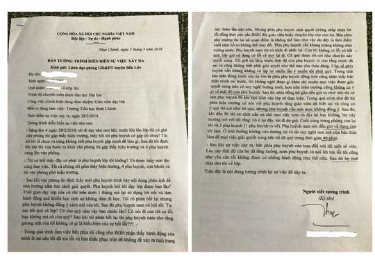 Bản tường trình của cô giáo N.