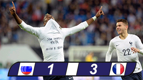 Pogba lập siêu phẩm đá phạt, Pháp đánh bại Nga