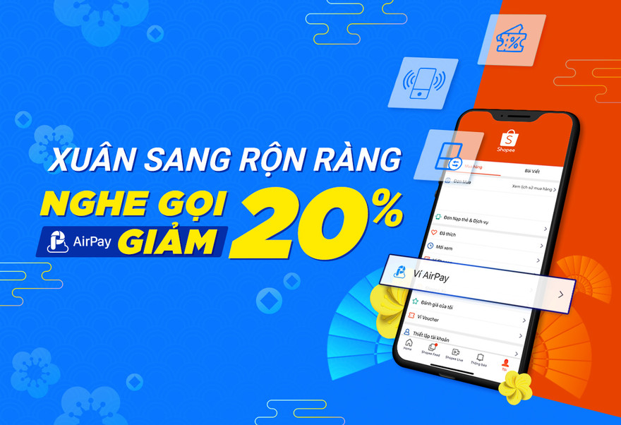 Nạp điện thoại thả ga, AirPay giảm giá 20% từ ngày 20/01 – 24/01/2020