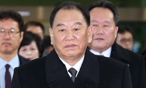 Kim Yong-chol đến Hàn Quốc hồi tháng hai. Ảnh: AFP.