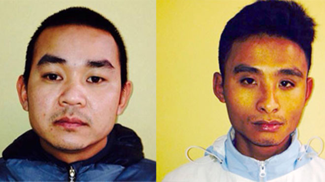 Hòa và Thọ tại cơ quan điều tra. Ảnh: Sơn Dương