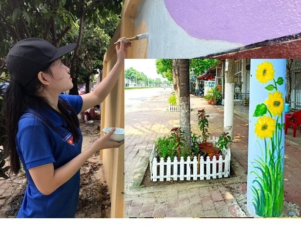 Tuổi trẻ Bình Dương ‘biến hình’ cột bê tông trong ngày Chủ nhật Xanh