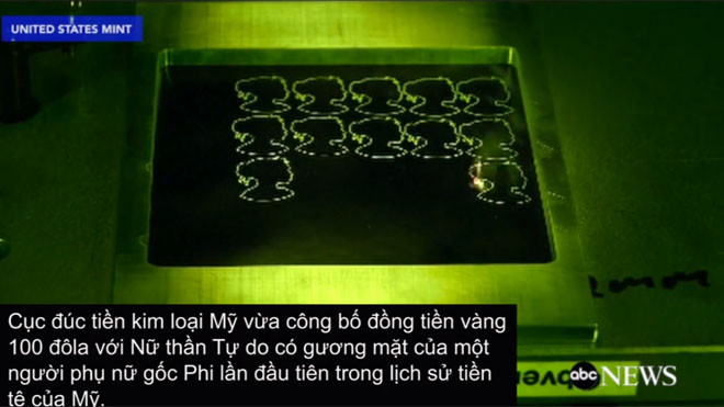 Mỹ công bố đồng xu 100 đôla bằng vàng ròng