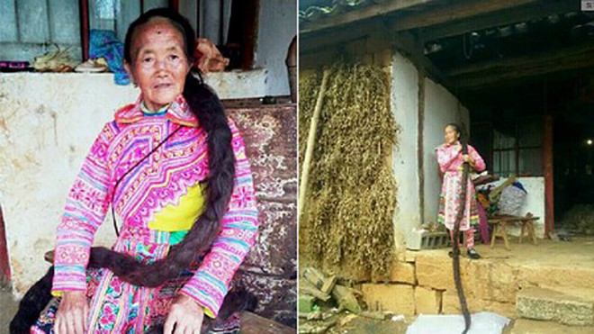 Bà Gu Meiying và mái tóc dài ấn tượng của mình