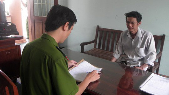 Lê Văn Hà tại cơ quan điều tra. Ảnh: THÀNH LONG