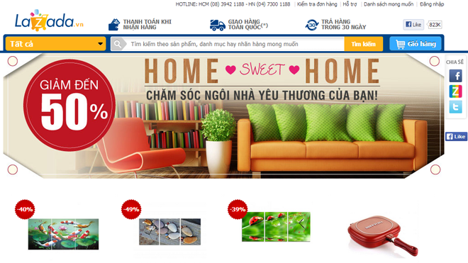 Lazada Việt Nam sở hữu giao diện thân thiện, đang bày bán hơn 30.000 sản phẩm