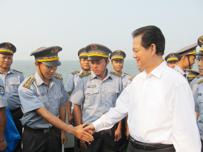Thủ tướng Nguyễn Tấn Dũng tại lễ ra mắt Cục Kiểm ngư Việt Nam sáng nay, 15/4 