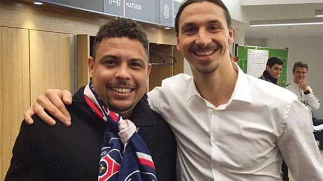 Ibrahimovic hội ngộ cùng Ronaldo vào tháng 11/2014 khi còn chơi cho PSG. Ảnh: Facebook/Ibrahimovic.
