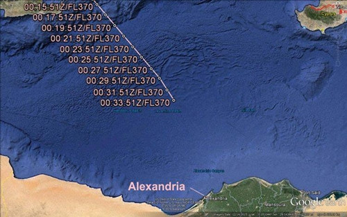 Vị trí MS804 biến mất khỏi màn hình radar. Ảnh: Aviation Herald.