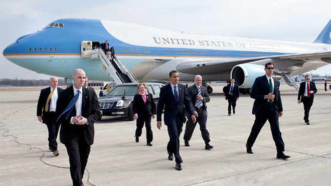 Chuyên cơ Air Force One chở Tổng thống Mỹ Obama (ảnh: oneindia.com)