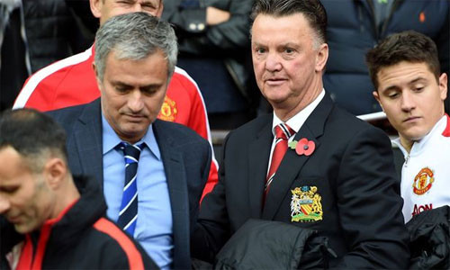 Van Gaal và Mourinho có thể đồng hành tại Man Utd ở mùa sau. Ảnh: AFP.