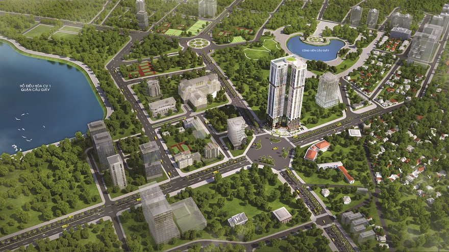 Golden Park Tower sở hữu vị trí đắc địa ngay ngã tư Phạm Văn Bạch & Dương Đình Nghệ