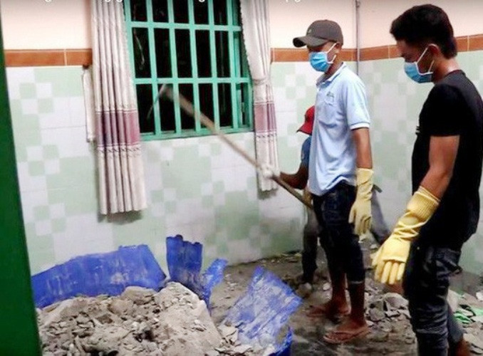 Hiện trường nơi các đối tượng phi tang xác trong thùng bê tông