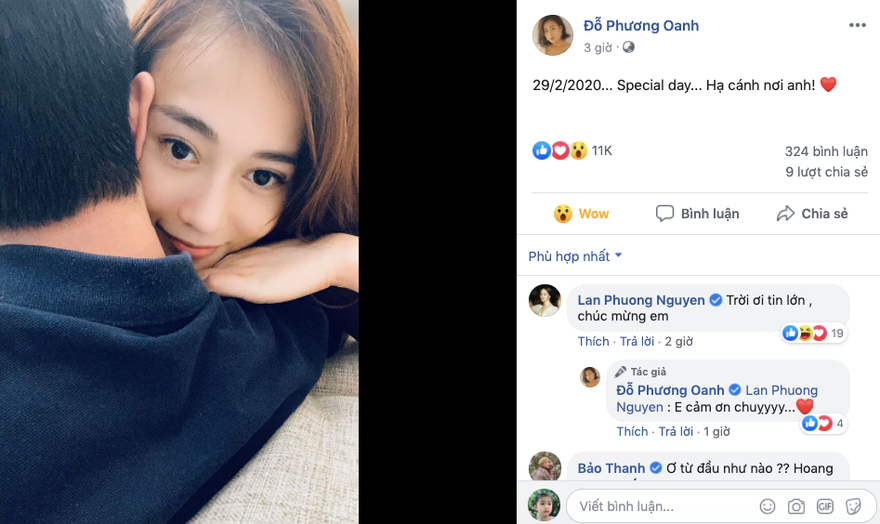 Bức ảnh của Phương Oanh đạt lượng like kỷ lục trong thời gian ngắn. 