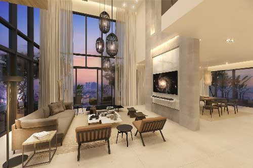 Kiến trúc sư Trần Đức Trọng chọn mẫu sofa màu trầm, chất liệu vải nỉ cho căn phòng màu sáng.