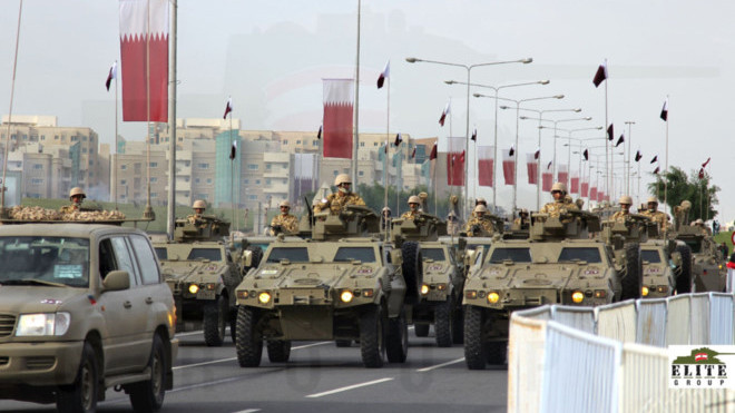 Xe thiết giáp của Qatar trong một cuộc diễu binh. Ảnh: Dohanews.