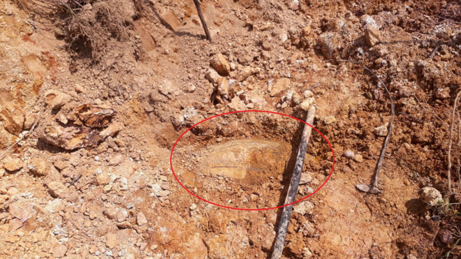 Quả bom khi mới được phát hiện. Ảnh: CTV.