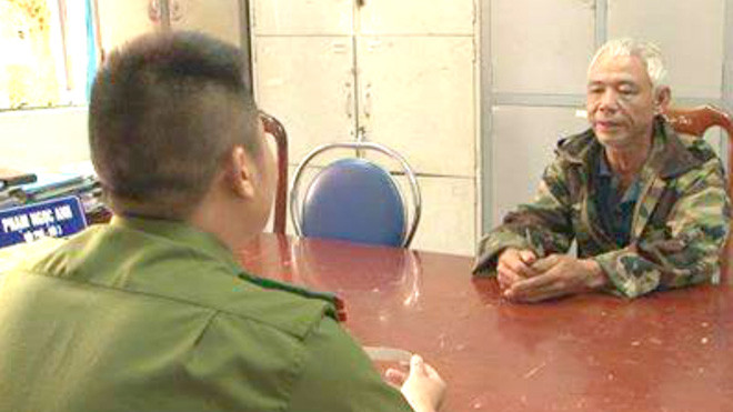 Trần Hải Truyền tại cơ quan công an.