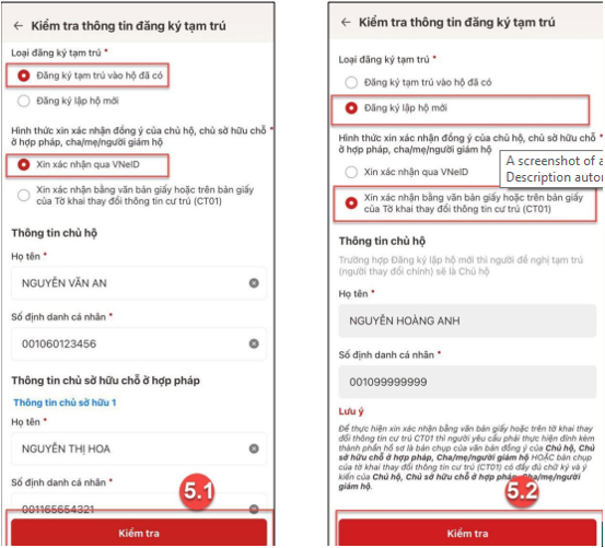 Trường hợp đăng ký lập hộ mới và Xin xác nhận bằng văn bản giấy.