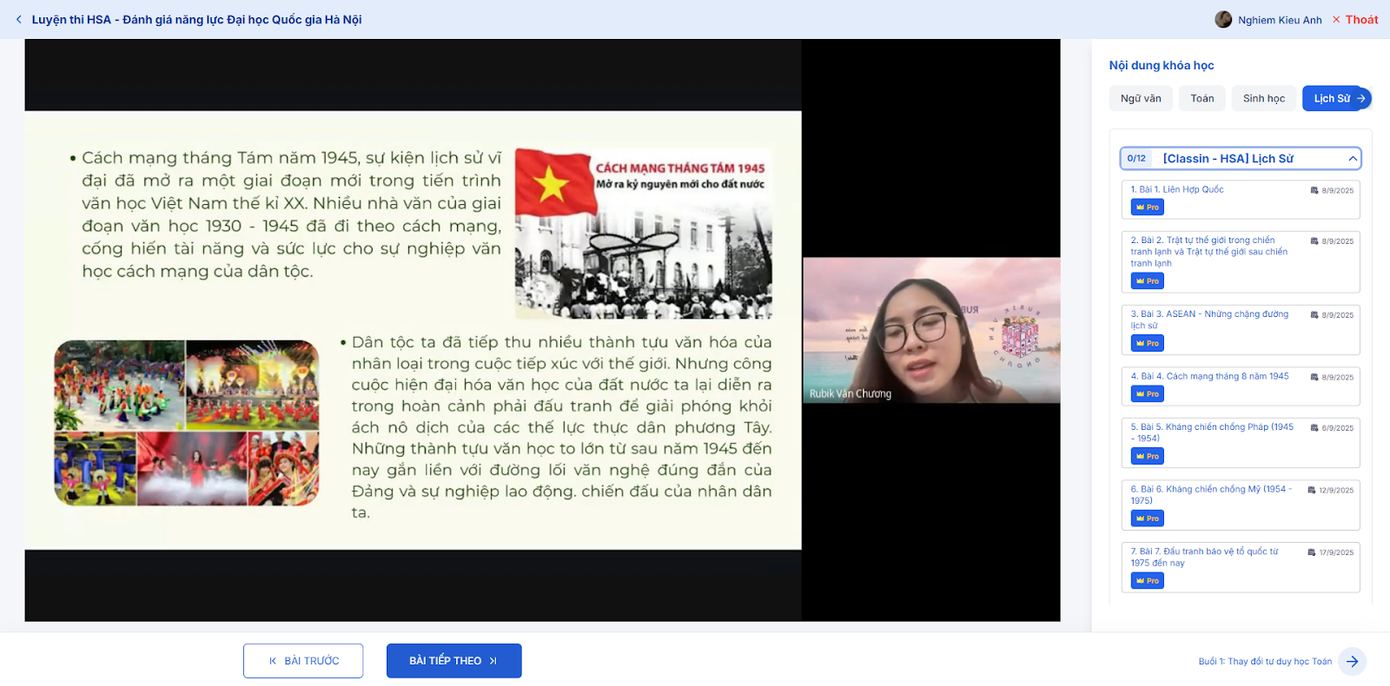 Lớp học trực tuyến của SSStudy.vn.