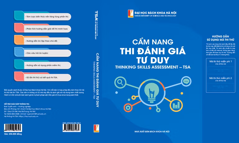 Bìa sách "Cẩm nang thi Đánh giá tư duy TSA"