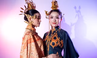 Hai 'nàng Hậu' Yến Nhi và Phương Oanh cùng NTK Nguyễn Việt Hùng kể chuyện văn hóa Chăm Pa bằng tà áo dài