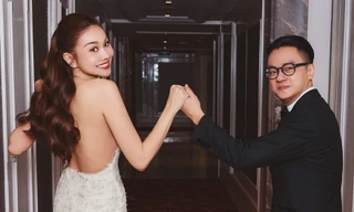 Đeo trang sức hàng tỷ đồng, Thanh Hằng được ông xã Trần Nhật Minh 'hộ tống' đi nhận giải thưởng