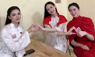 Các 'nàng Hậu' Trần Tiểu Vy, Lương Thùy Linh, Bảo Ngọc tham gia tổng duyệt diễu binh, diễu hành A80 