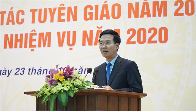 Trưởng Ban Tuyên giáo T.Ư Võ Văn Thưởng phát biểu kết luận Hội nghị ngành Tuyên giáo. Ảnh: V.K