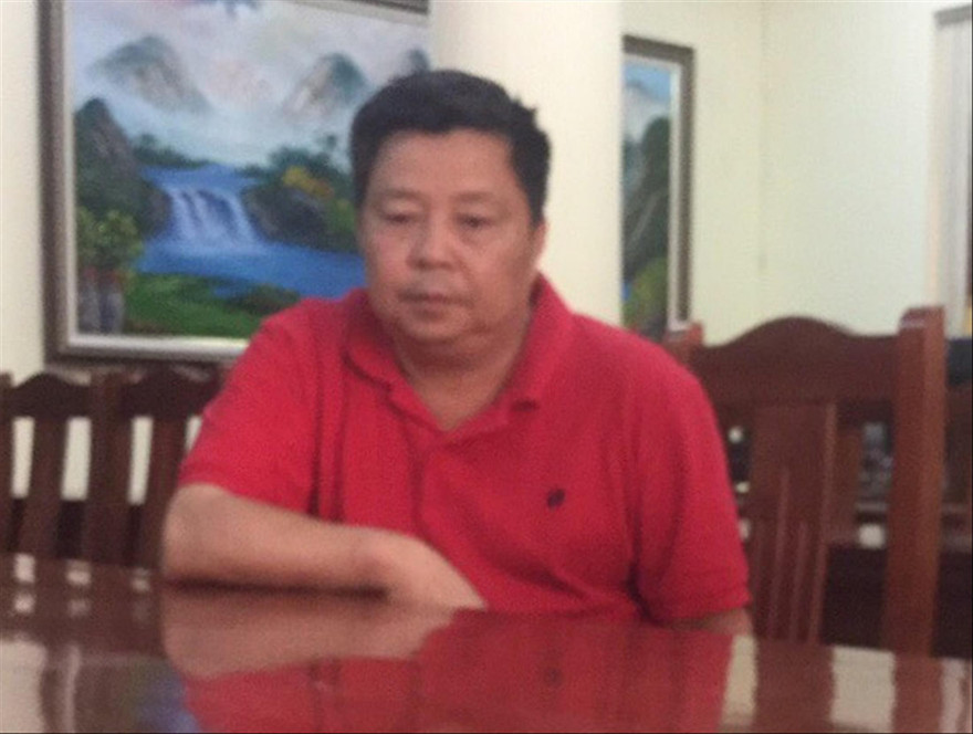 Trùm ma túy Triệu Ký Voòng tại cơ quan công an. Ảnh: Duy Chiến